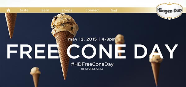 Haagen-Dazs: Free Cone Day – May 12th