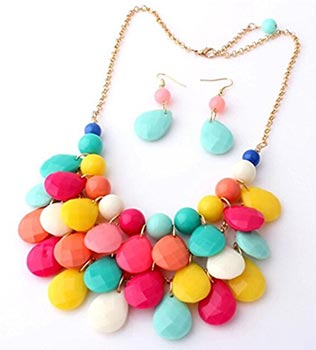 Colorful Bead Necklace & Earrings $4.26 + Free Shipping