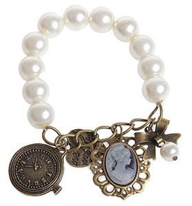Vintage Style Pearl Bracelet With Charms Just $2.00 + Free Shipping