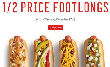 Sonic: 1/2 Price Footlongs All Day Today