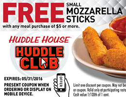 Huddle House: Free Mozza Sticks W/ Purchase