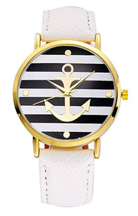 Women’s Leather Strap Anchor Watch Just $4.55 + Free Shipping