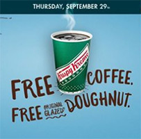 Krispy Kreme: Free Coffee & Doughnut - Sept 29th