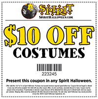 Spirit Halloween: $10 Off Costumes Until 10/14