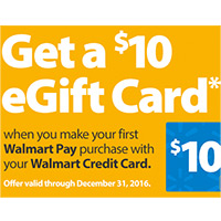 Walmart: Free $10 eGift Card w/ Walmart Credit Card Purchase
