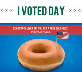 Krispy Kreme: Free Doughnut W/ I Voted Sticker – Nov. 8th