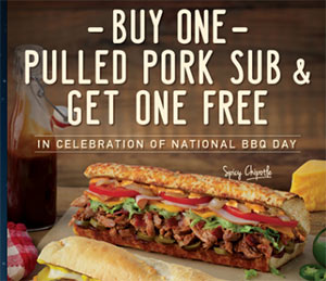 Quiznos: BOGO Free Pulled Pork Sub – May 16th