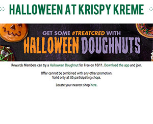 Krispy Kreme: Free Halloween Doughnut – 10/11