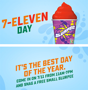 7-Eleven: Free Small Slurpee – 7/11 11am-7pm