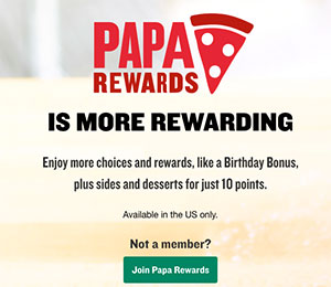 Papa John’s: Free Pizza W/ $15 Purchase