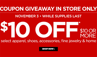 JCPenney: $10 Off $10 – November 3rd