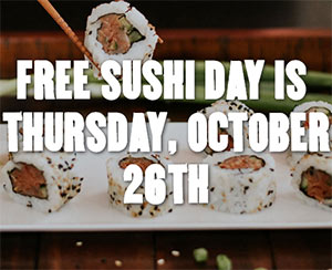 P.F. Chang’s: Free Sushi Day – Oct 26
