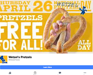 Wetzel’s: Free Pretzels – April 26th