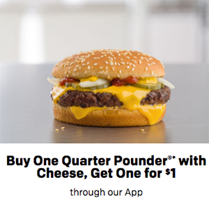 McDonalds App: BOGO For $1 Quarter Pounder