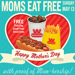 Wienerschnitzel: Moms Eat Free - May 13th