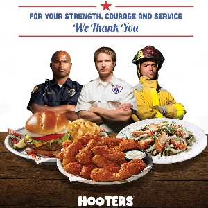 Hooters: Free Meal for 1st Responders W/ Beverage Purchase – Oct 28th