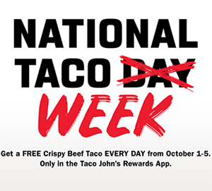 Taco John’s: Free Taco – Ends Today