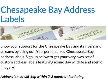 Free Chesapeake Bay Address Labels