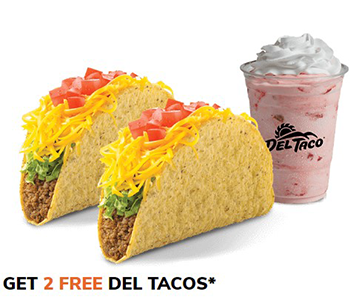Del Taco: 2 Free Tacos W/ Purchase