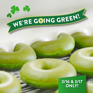 Krispy Kreme: Free Green Doughnut – March 16 & 17
