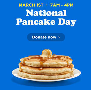 IHOP: Free Pancakes – March 1 7AM-4PM