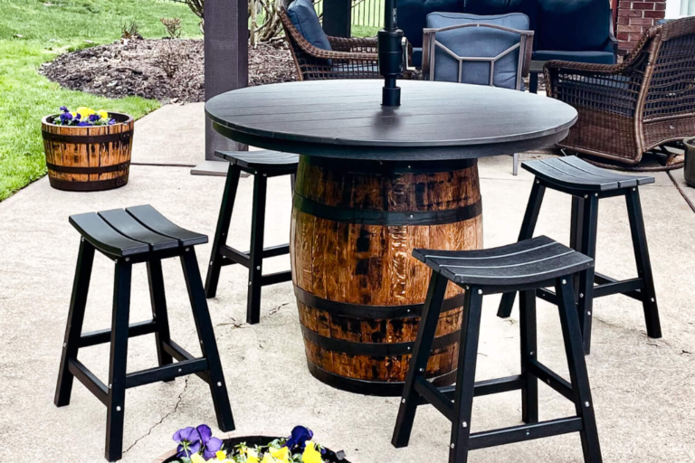 Whiskey barrel pub table – Enter the giveaway now!