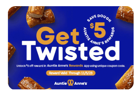Score a $5 Bonus Gift Card with Your $30 Auntie Anne’s Gift Card Purchase