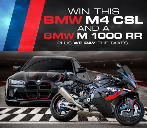 Win a 2023 BMW M4 and a 2023 BMW M1000 RR