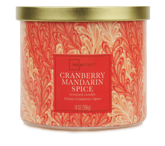 Mainstays Textured Wrap 3 Wick Cranberry Mandarin Spice Candle