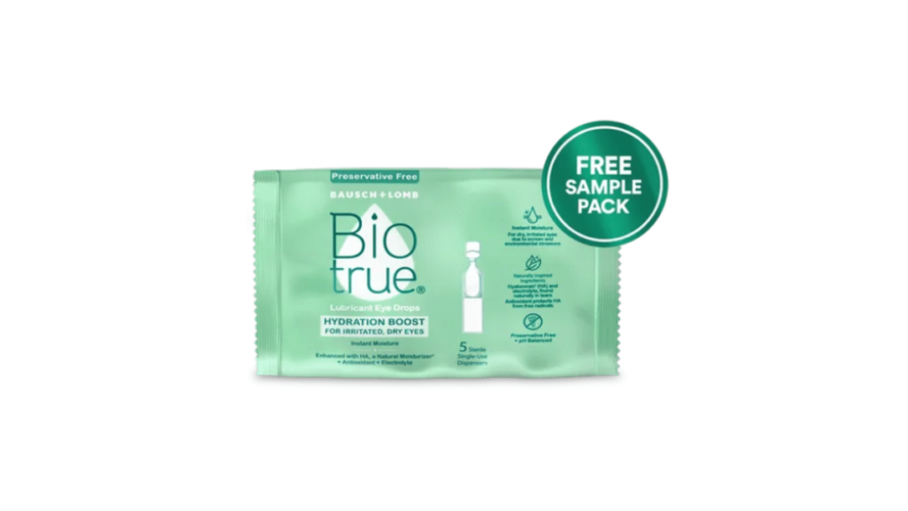 FREE Bausch + Lomb Biotrue Hydration Boost Eye Drops Sample