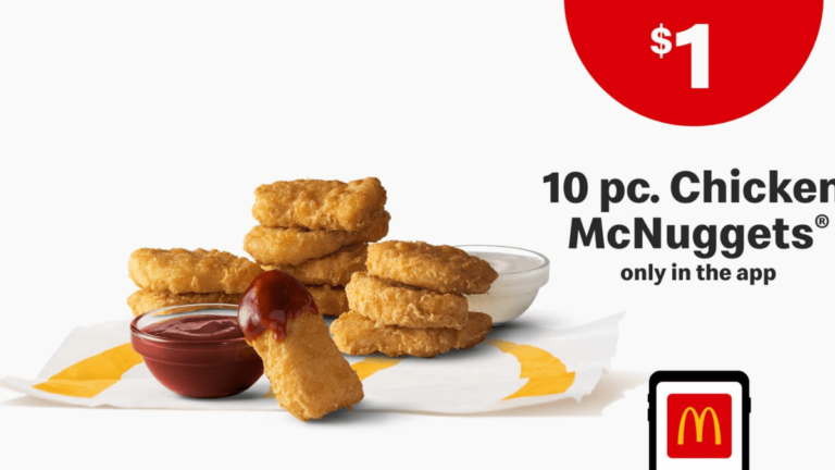 10 Piece Chicken Nugget at McDonald’s for just $1.00 from 114-122